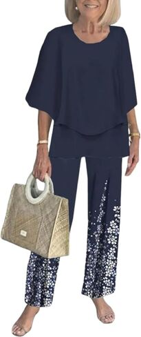LOZ Lounge Sets for Women 2026 Summer Casual 3/4 Sleeve Shirts Wide Leg Pants Matching Tracksuit Sets Travel Outfits in Saudi Arabia
