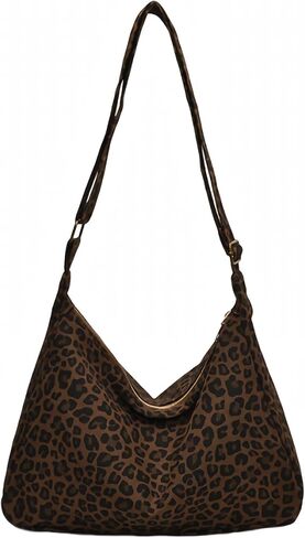 حقيبة حمل بطباعة الفهد الفهد للنساء، حقائب كتف من القماش الكتاني Y2K بطباعة حيوانات مع سحاب، محفظة كروس لطيفة خفيفة الوزن كل يوم، هدايا إكسسوارات الفهد in Kuwait