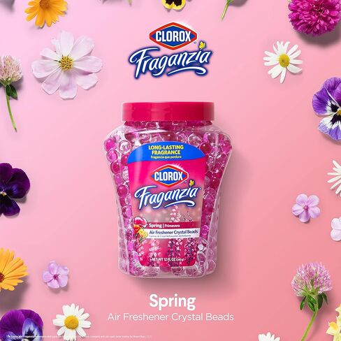 Clorox Fraganzia Crystal Beads Air Freshener Twin Pack, Long Lasting Room Deodorizer and Odor Eliminator Gel Beads for Home, Car, or Office, Spring Scent, 24 Fl Oz in Saudi Arabia