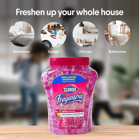 Clorox Fraganzia Crystal Beads Air Freshener Twin Pack, Long Lasting Room Deodorizer and Odor Eliminator Gel Beads for Home, Car, or Office, Spring Scent, 24 Fl Oz in Saudi Arabia