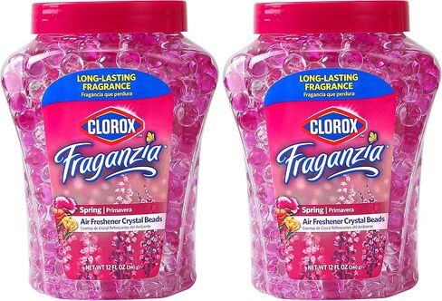 Clorox Fraganzia Crystal Beads Air Freshener Twin Pack, Long Lasting Room Deodorizer and Odor Eliminator Gel Beads for Home, Car, or Office, Spring Scent, 24 Fl Oz in Saudi Arabia
