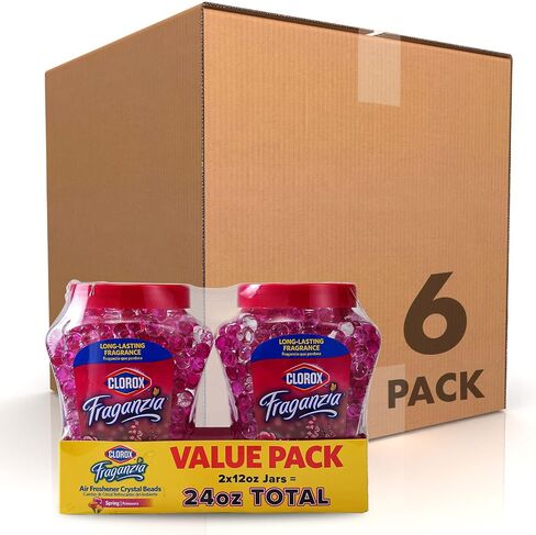 Clorox Fraganzia Crystal Beads Air Freshener Twin Pack, Long Lasting Room Deodorizer and Odor Eliminator Gel Beads for Home, Car, or Office, Spring Scent, 24 Fl Oz in Saudi Arabia