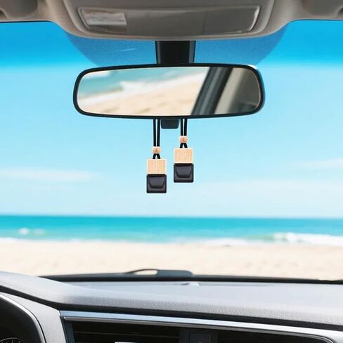 4 قطع من زجاجات معطر هواء السيارة المعلقة، موزع زجاجي أسود فارغ مع زيت عطري - قلادة عطرية قابلة لإعادة الملء للسيارات والمنزل وديكور المكتب (مربع، شكل مكعب) in Saudi Arabia