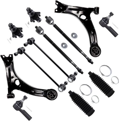 SCITOO 12pcs Front Suspension Kit Lower Control Arm Ball Joint fit 2003-2008 for Toyota Matrix 2003-2008 for Pontiac Vibe Outer Inner Tie Rod End w/Steering Boot Sway Bar Link in Saudi Arabia