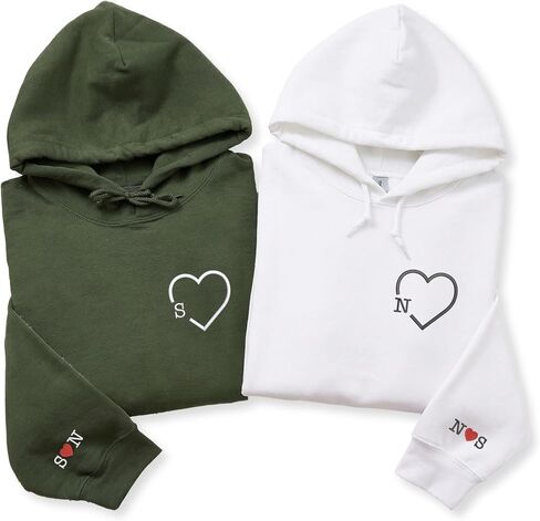Custom Heartbeat Initial Embroidered Hoodie – Matching Couple Hoodie With Date Gift For Valentine or Anniversary in Saudi Arabia