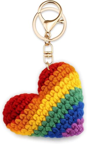 Lesbian Stuff LGBT Pride Gifts for Girlfriend Boyfriend Couple Crochet Pride Rainbow Keychain Lesbian Gift Pansexual Prides Month Gift Ideas Gay Prides Accessories Valentines Day Gifts for Him Her in Saudi Arabia