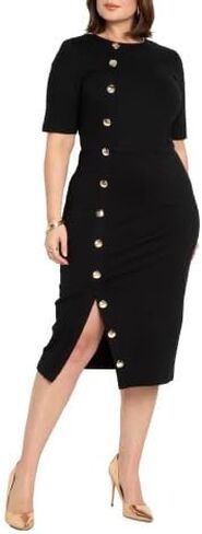 ELOQUII Women's Plus Size Button Front Workwear Dress in Kuwait