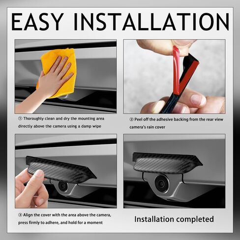 2PCS Carbon Fiber Backup Camera Rain Shield,Backup Camera for Car Anti-Rain Cover,Non-Destructive Adhesion Waterproof Cover for Reverse Cameras as Car Modification Accessories in Kuwait