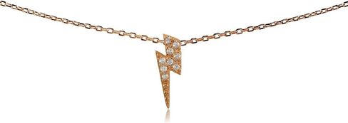 Rose Gold Flashed Sterling Silver Cubic Zirconia Lightning Bolt Dainty Choker Necklace in Saudi Arabia
