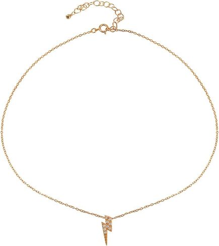 Rose Gold Flashed Sterling Silver Cubic Zirconia Lightning Bolt Dainty Choker Necklace in Saudi Arabia