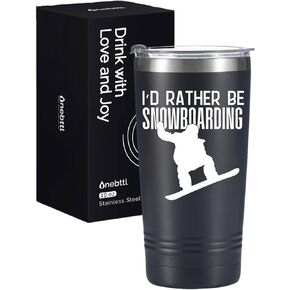 هدايا رائعة من Onebttl للمتزلجين على الجليد، هدايا التزلج على الجليد، كوب من الفولاذ المقاوم للصدأ مع غطاء 20 أونصة، هدية على الجليد للرجال في أعياد الميلاد والكريسماس - أسود -01Rather in Kuwait