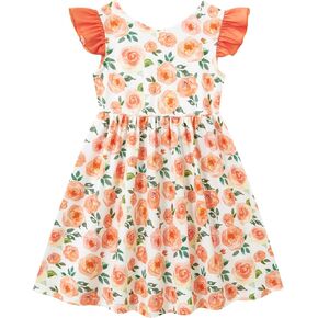 فساتين ALISISTER 2-7T للأطفال الصغار برقبة على شكل حرف V وأكمام واسعة من قطعة واحدة in Kuwait