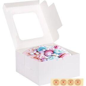 10 قطع من علب الكيك من موريتو، صندوق كيك مقاس 10x10x5 بوصة مع نافذة، صناديق مخبوزات بيضاء لصناديق الكيك والكب كيك والفطيرة والحلوى والمعجنات in Kuwait