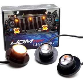 iJDMTOY 3pc Set Pre-Runner Style 12-SMD Amber Yellow LED Grille Clearance Light Kit Compatible with Jeep Wrangler JL or Gladiator JT in Kuwait