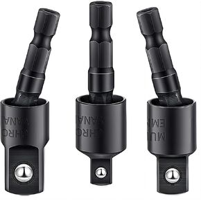 تأثير الصف سائق مآخذ محول تمديد مجموعة مثقاب 3 قطع 1/4 3/8 1/2 "مجموعة محول المقبس العالمي والزاوية اليمنى الحفر 105 درجة الزاوية اليمنى مفك مجموعة الحفر عرافة بت محول المقبس in Saudi Arabia