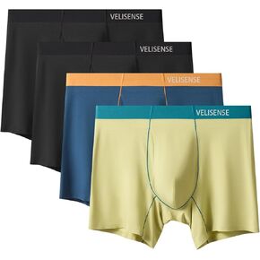 Men's Ultra Soft Underwear Silky Second Skin Boxer Briefs for Men with Fly 4 Pack, Moisture Wicking & Breathable in Saudi Arabia