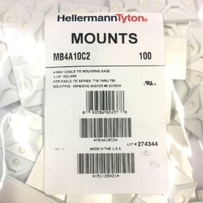 لاصق مطاطي أبيض من Hellermann Tyton MB4A10C2 151-28421 4 Way Mount 1.12 بوصة × 1.12 بوصة - 100 عبوة in Kuwait