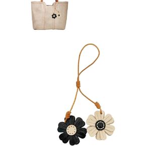 Handmade Genuine Leather Flower Bag Charm-Boho Accessories Leather Flowers Key Chain Purse Pendant Charms in Saudi Arabia