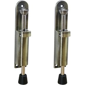 Automatic Kickdown Door Stopper, Elfthloo Adjustable Telescopic Heavy-Duty Commercial Spring Foot-Operated Door Stop Holder, Easy Step On/Off Release, Wall Protector, Medium Brushed Nickel(1 Pack) in Saudi Arabia