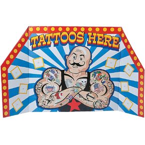 Carnival Cardboard Tattoo Booth Stand up - Vintage Circus Party Decor in Saudi Arabia