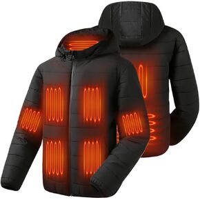 Auxo Unisex Heated Jacket with 20000mAH Battery Pack, Water-resistant Heated Coat for Women and Men with Detachable Hood in Kuwait