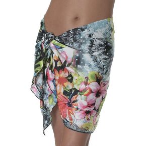 Hawaiian Swimsuit Coverup Sarong Built in Ties Floral No Seethrough Designer Made in USA Multi in Saudi Arabia