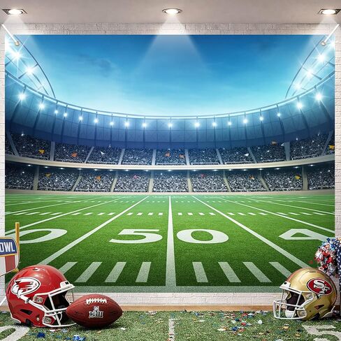 Super Bowl Party Backdrop Football Game Day Photo Background 8x6ft Big Game Watch Party Sports Theme Football Party Decoration Backdrop Banner for Super Bowl Sunday Indoor Event Celebration in Saudi Arabia