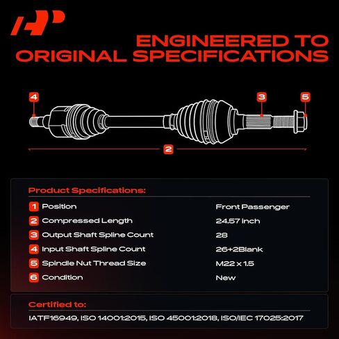 A-Premium CV Axle Shaft Assembly Compatible with Mitsubishi Outlander 2007 2008 2009 2010 2011 2012 2013, V6 3.0L, FWD Only, Front Right Passenger Side in Saudi Arabia