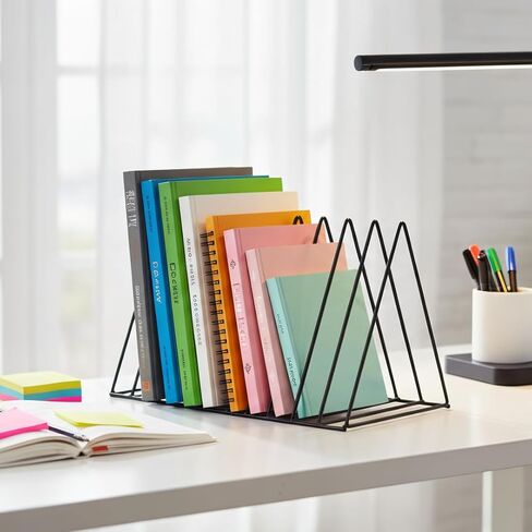 منظم مجلد الملفات لسطح المكتب، 9 أقسام مثلثة معدنية عمودية حامل حامل للمجلات، صينية الورق/منضدة البريد/السجل/الرسائل/حاملات فارز رف الكتب، تخزين حامل سجل الفينيل، اللوازم المكتبية in Kuwait