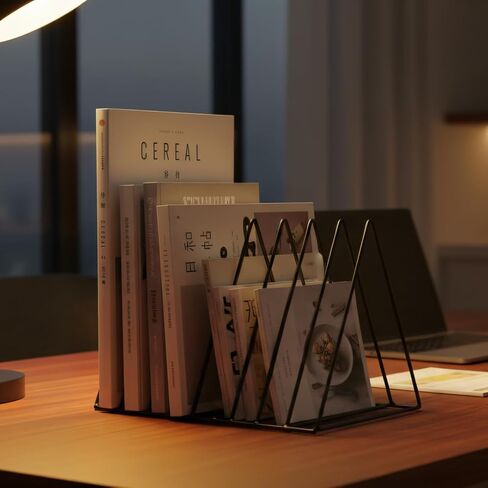 منظم مجلد الملفات لسطح المكتب، 9 أقسام مثلثة معدنية عمودية حامل حامل للمجلات، صينية الورق/منضدة البريد/السجل/الرسائل/حاملات فارز رف الكتب، تخزين حامل سجل الفينيل، اللوازم المكتبية in Kuwait