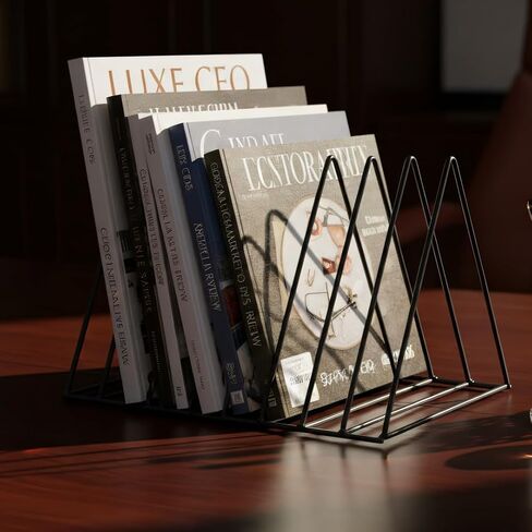 منظم مجلد الملفات لسطح المكتب، 9 أقسام مثلثة معدنية عمودية حامل حامل للمجلات، صينية الورق/منضدة البريد/السجل/الرسائل/حاملات فارز رف الكتب، تخزين حامل سجل الفينيل، اللوازم المكتبية in Kuwait