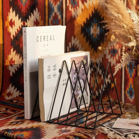 منظم مجلد الملفات لسطح المكتب، 9 أقسام مثلثة معدنية عمودية حامل حامل للمجلات، صينية الورق/منضدة البريد/السجل/الرسائل/حاملات فارز رف الكتب، تخزين حامل سجل الفينيل، اللوازم المكتبية in Kuwait