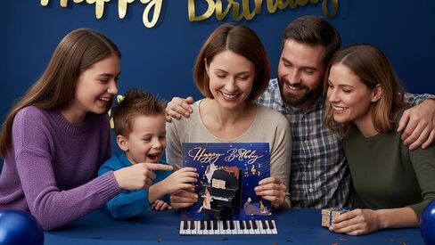 Musical Pop Up Birthday Card with Piano & Cats, 3D Light Up Musical Birthday Card (6"x8") with a notecard (3" x4"), Funny Cat Birthday Card for Mom Daughter Friend, Unique Piano Birthday Gift for Cat Lovers in Saudi Arabia