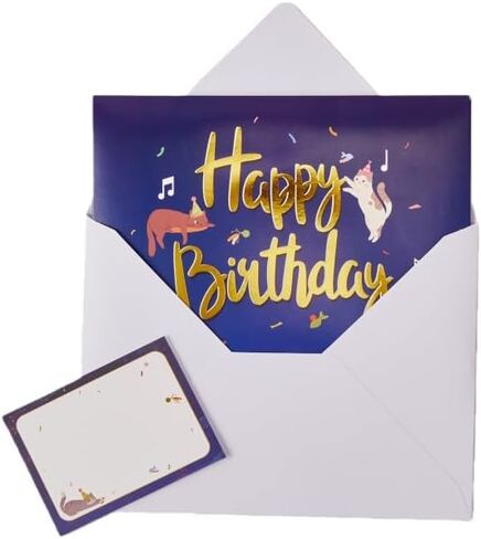 Musical Pop Up Birthday Card with Piano & Cats, 3D Light Up Musical Birthday Card (6"x8") with a notecard (3" x4"), Funny Cat Birthday Card for Mom Daughter Friend, Unique Piano Birthday Gift for Cat Lovers in Saudi Arabia