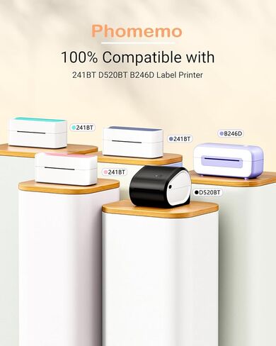طابعة ملصقات الشحن Phomemo Bluetooth، 241BT 4X6 طابعة ملصقات حرارية لاسلكية للأعمال الصغيرة مع ملصقات حرارية بيضاء مقاس 2.25 بوصة × 1.25 بوصة، 1000 ورقة/لفة، أبيض in Saudi Arabia