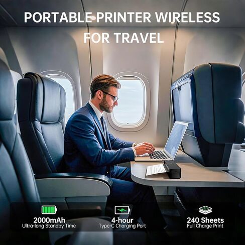 iDPRT Portable Printers Wireless for Travel,300dpi Mini Thermal Printer A4,Bluetooth Printer for Travel,Home,Study,Wireless Printers for Home Use Compatible with iOS,Android and PC,Black in Kuwait