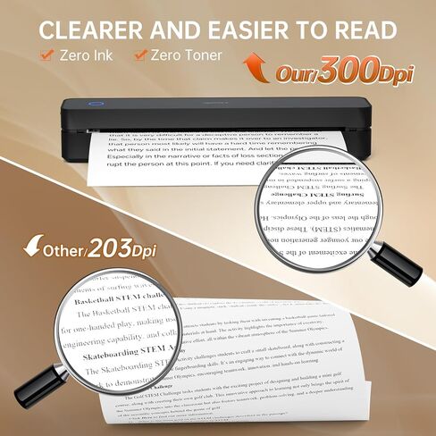 iDPRT Portable Printers Wireless for Travel,300dpi Mini Thermal Printer A4,Bluetooth Printer for Travel,Home,Study,Wireless Printers for Home Use Compatible with iOS,Android and PC,Black in Kuwait