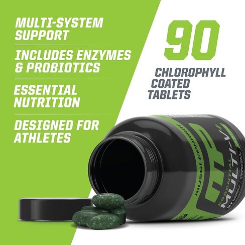 Muscle Pharm Essentials Multi-V+، فيتامينات متعددة للرياضيين، طاقة معززة، أداء وصحة مناعية، فيتامينات متعددة يومية للرجال والنساء مع معادن بالإضافة إلى البروبيوتيك، 90 قرصًا، 30 وجبة in Kuwait