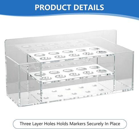 حامل أقلام تحديد جاف مثبت على الحائط من الأكريليك، حامل أقلام تحديد شفاف 10 فتحات، تخزين القلم مع خطافات لاصقة للسبورة البيضاء، ملحقات منظم خزانة المكتب، المكتب، الفصل الدراسي، المنزل in Kuwait