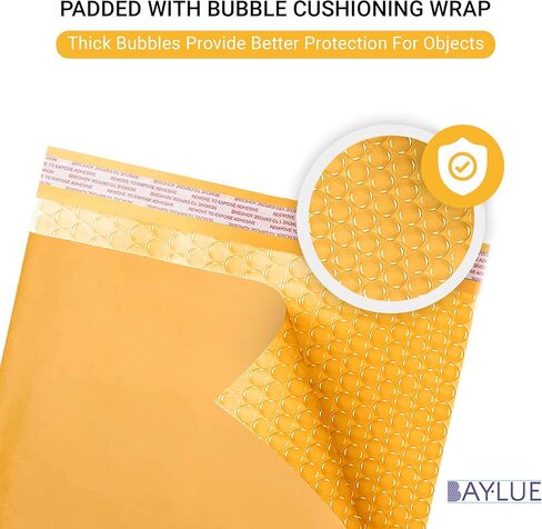 كرافت 14.25 × 20 فقاعات بريدية كبيرة جدًا #7 | المغلفات المبطنة ذاتية الغلق | بريد فقاعي أصفر مبطن بالهواء | الحجم القابل للاستخدام 14.25x19 | 50 عبوة بالجملة | حقائب شحن خفيفة الوزن in Kuwait