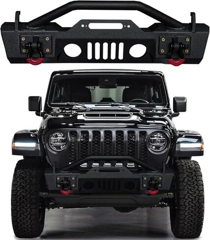 متوافق مع 2007-2025 Wrangler JK/JL 2/4 باب أمامي من الفولاذ الأسود المزخرف مع حلقة خفيفة على شكل حرف D in Kuwait
