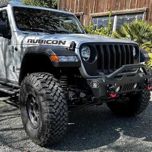 متوافق مع 2007-2025 Wrangler JK/JL 2/4 باب أمامي من الفولاذ الأسود المزخرف مع حلقة خفيفة على شكل حرف D in Kuwait
