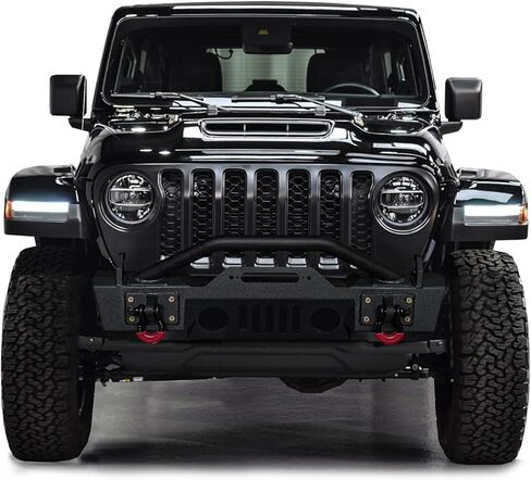 متوافق مع 2007-2025 Wrangler JK/JL 2/4 باب أمامي من الفولاذ الأسود المزخرف مع حلقة خفيفة على شكل حرف D in Kuwait