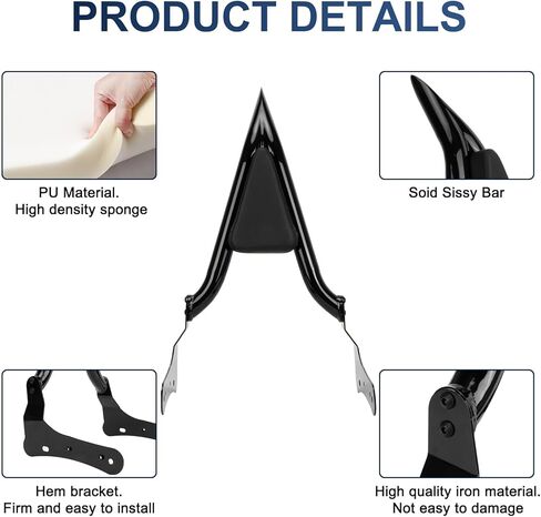 25" Rear Passenger Backrest - PSLER Vulcan S650 Sissy Bar Detachable Sissy Bar with Pad for Vulcan S EN 650 VN650 S650 650cc 2015-2024 in Saudi Arabia