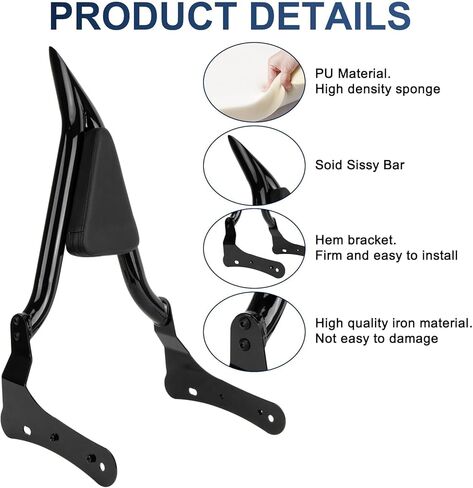 25" Rear Passenger Backrest - PSLER Vulcan S650 Sissy Bar Detachable Sissy Bar with Pad for Vulcan S EN 650 VN650 S650 650cc 2015-2024 in Saudi Arabia