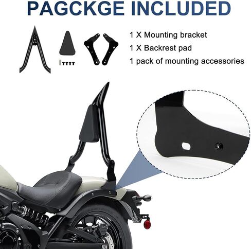 25" Rear Passenger Backrest - PSLER Vulcan S650 Sissy Bar Detachable Sissy Bar with Pad for Vulcan S EN 650 VN650 S650 650cc 2015-2024 in Saudi Arabia