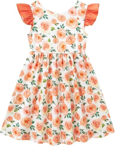 فساتين ALISISTER 2-7T للأطفال الصغار برقبة على شكل حرف V وأكمام واسعة من قطعة واحدة in Kuwait