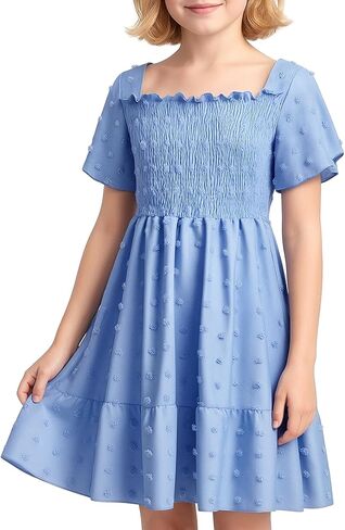 فتيات اللباس ، والملابس الصيفية غرب الأكمام ، والخصر المرن ، والخط A ، عارضة ، لمدة 7-14 سنة أطفال in Kuwait