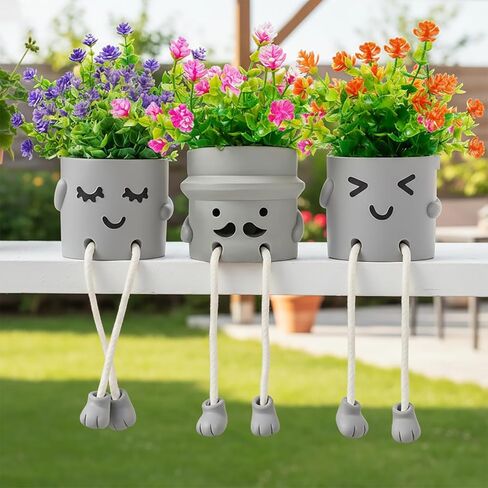 Artificial Succulents Plants, Small Fake Plants in Pots Funny Desk Faux Succulents Plant with Cute Hanging Leg Artificial Plants for Home Decor Indoor for Office Decor for Women in Saudi Arabia