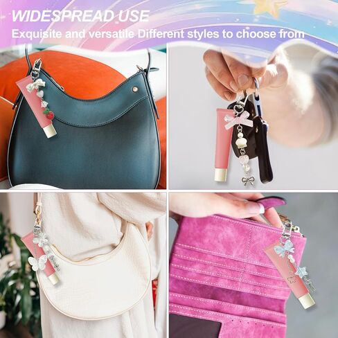 12Pcs Lip Gloss Charms, Lipgloss Holder Keychain Present Jewellery Pliers、Clasp Ring And Drill Bit. Exquisitely Crafted Pendant, Perfect For Women. in Kuwait
